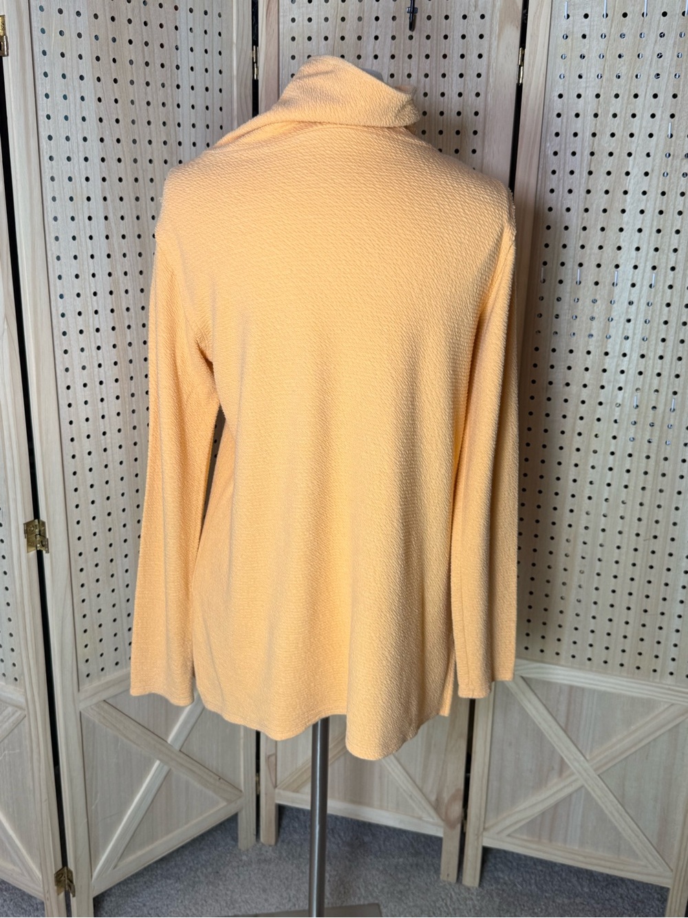 Soft Surroundings Peach Cowl Neck Tunic Top Medium Textured‎ Knit Cozy Sweater - Picture 4 of 7